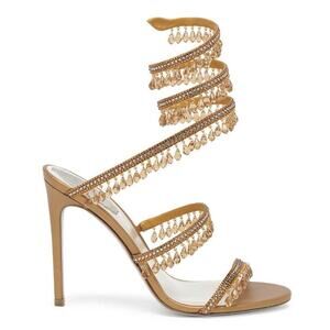 Rene Caovilla Chandelier Amber Strass Strappy Ankle Wrap Sandal Heel Pump 36